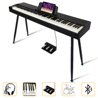 Maestro Mdp200B Contemporary 88-Key Weighted Hammer Action Digital Piano (Black) - Incl Iron Legs And 3 Pedals