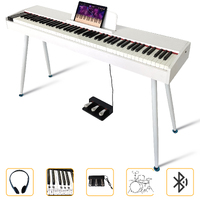 Maestro MDP210WH Contemporary 88-Key Weighted Hammer Action Digital Piano (White) w/ Iron Legs + 3 Pedals