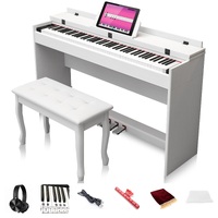 Maestro Mdp400Wh Compact Beginner Digital Piano (White) W/ 88 Weighted Hammer Action Keys & Flip-Down Lid (Bench Sold Separately)