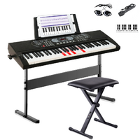 Maestro L200 Beginner 61-Key Electronic Lighting Piano Keyboard Package W/ Stand, Bench, Microphone & Accessories