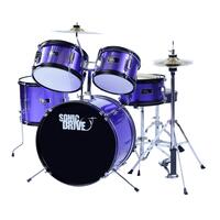 Sonic Drive 5-Piece Junior Drum Kit for Kids (Purple)