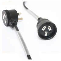 DL 2 Meters Black Piggyback Plug Main Power Extension Cord 240V 3 Pin 10A 1.0mm Cable