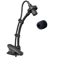 AUDIX Mini-Instrument Mic with Shock-Mounted Gooseneck and Clamp. Brass and Wood. Cardioid