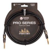 CARSON PRO SERIES6FT STEREO INSTRUMENT/AUDIO 6.3MM STEREO TO 6.3MM STEREO JACKS (m) GOLD SHAFTS