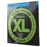 D'Addario EXL165-6 6-String Nickel Wound Bass Guitar Strings, Custom Light, 32-135, Long Scale