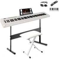 Maestro Beginner 88-Key Touch Sensitive Digital Piano Keyboard Package (White) with Stand & Bench