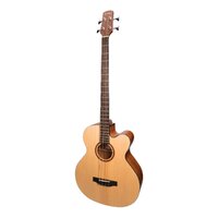 Martinez 'Natural Series' Spruce Top Acoustic-Electric Cutaway Bass Guitar with Pickup and Built-In Tuner