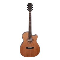 Martinez 'Natural Series' Solid Cedar Top Acoustic-Electric Small Body Cutaway Guitar (Open Pore)