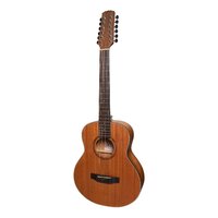 Martinez 'Natural Series' Solid Mahogany Top 12-String Acoustic-Electric Mini Short Scale Guitar (Open Pore)