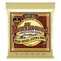 Ernie Ball Erthwd Silk and Steel Extra Soft 8020 Brnz Ac Gtr Strings 3 Pk 10 50