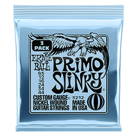 Ernie Ball Primo Slinky Nckl Wnd Elec Gtr Strings 3 Pk 9.5 44