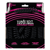 Ernie Ball 30' Coiled Straight / Straight Instrument Cable - Black  