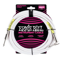 Ernie Ball 20' Straight / Angle Instrument Cable - White  