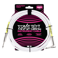 Ernie Ball 10' Straight / Angle Instrument Cable - White  