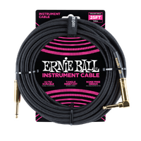 Ernie Ball 25' Braided Straight / Angle Instrument Cable - Black  