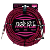 Ernie Ball 25' Braided Straight / Angle Instrument Cable - Black / Red  