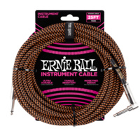 Ernie Ball 7.5 Meter Braided Straight / Angle Instrument Cable, Black / Orange