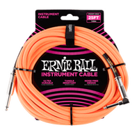 Ernie Ball 25' Braided Straight / Angle Instrument Cable - Neon Orange  