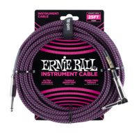 Ernie Ball 7.5 Meter Braided Straight / Angle Instrument Cable, Black / Purple