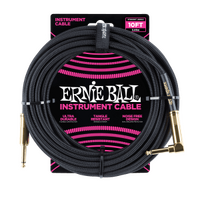 Ernie Ball 10' Braided Straight / Angle Instrument Cable - Black