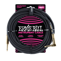 Ernie Ball 18' Braided Straight / Angle Instrument Cable - Black