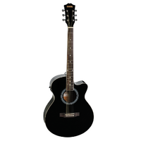 Redding RGC51PCEBK Grand Concert Electric Acoustic Guitar Package with Cutaway (Black)