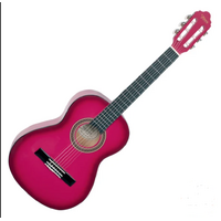 Valencia VC101PKS 1/4 Size Nylon String Classical Guitar - Pink Sunburst